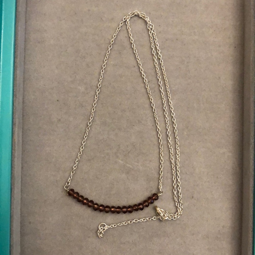 NWOT Silver Necklace with Purple station beads